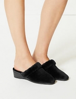 Marks and Spencer  Faux Fur Trim Mule Slippers