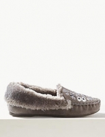 Marks and Spencer  Embroidered Moccasin Slippers