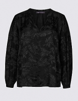 Marks and Spencer  PETITE Palm Print Long Sleeve Blouse