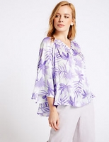 Marks and Spencer  PETITE Printed Satin Long Sleeve Blouse