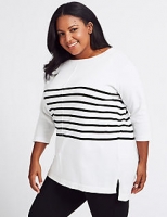 Marks and Spencer  CURVE Pure Cotton Striped Longline Jumper