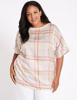 Marks and Spencer  CURVE Checked Short Sleeve Blouse