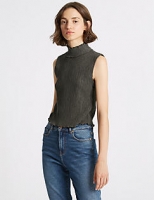 Marks and Spencer  Textured Cropped Funnel Neck Shell Top