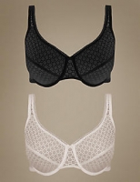 Marks and Spencer  2 Pack Geometric Lace Minimiser Full Cup Bras C-G