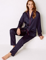 Marks and Spencer  Satin Spotted Long Sleeve Pyjama Set