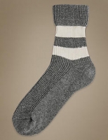 Marks and Spencer  Pure Cashmere Striped Ankle High Socks