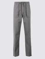 Marks and Spencer  Pull-on Regular Fit Pure Cotton Trousers