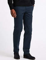Marks and Spencer  Cotton Rich Slim Fit Flat Front Trousers