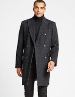 Marks and Spencer  Wool Blend Twill Peak Collar Overcoat