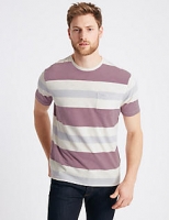 Marks and Spencer  Pure Cotton Striped Authentic T-Shirt