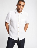Marks and Spencer  Pure Linen Textured Shirt with Pocket