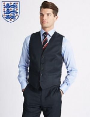 Navy Tailored Fit Wool Waistcoat 88.00 €