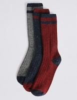 Marks and Spencer  3 Pack Wool Blend Striped Socks