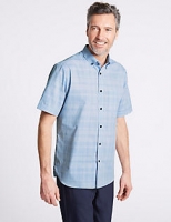 Marks and Spencer  2in Longer Pure Cotton Checked Shirt with Pocket