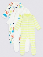Marks and Spencer  3 Pack Pure Cotton Sea life Sleepsuits