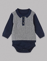 Marks and Spencer  Pure Cotton Knitted Polo Bodysuit