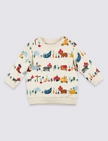 Marks and Spencer  Cotton All Over Print Sweatshirt with Stretch