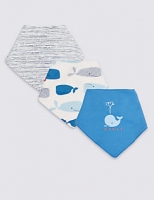 Marks and Spencer  3 Pack Pure Cotton Whale Dribble Bibs