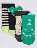 Marks and Spencer  4 Pairs of Crocodile Baby Socks (0 - 24 Months)