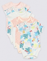 Marks and Spencer  5 Pack Pure Cotton Tropical Print Bodysuits