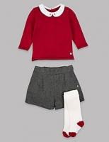 Marks and Spencer  3 Piece Cardigan & Shorts with Tights