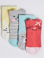 Marks and Spencer  4 Pairs of Novelty Faces Baby Socks (0-24 Months)