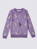 Marks and Spencer  Cotton Blend Cat Jumper (3-16 Years)