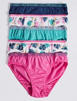 Marks and Spencer  5 Pack Pure Cotton Printed Bikini Knickers (6-16 Years)