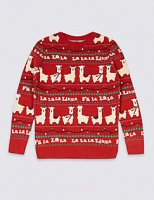 Marks and Spencer  Pure Cotton Llama Jumper (3-16 Years)