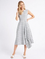 Marks and Spencer  Cotton Rich Checked Cap Sleeve Skater Dress