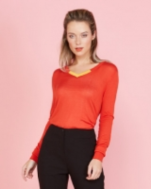 Lennon Courtney at Dunnes Stores Contrast V-Neck Knit