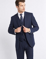 Marks and Spencer  Indigo Textured Regular Fit 3 Piece Suit