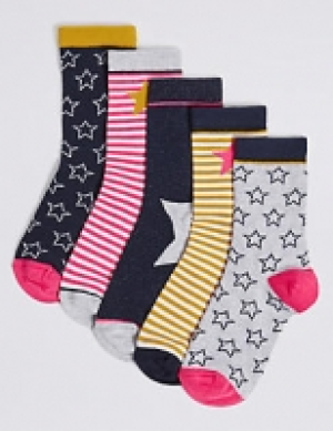 Marks and Spencer  5 Pairs of Star Socks (1-14 Years)