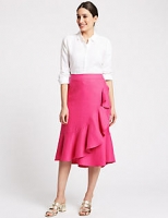 Marks and Spencer  Linen Blend Pencil Midi Skirt