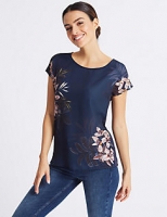Marks and Spencer  Floral Woven Front Short Sleeve T-Shirt