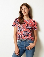 Marks and Spencer  Floral Print Round Neck Short Sleeve T-Shirt