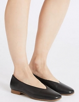 Marks and Spencer  Leather High Cut Ballerina Pumps