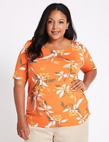 Marks and Spencer  CURVE Floral Print Short Sleeve T-Shirt