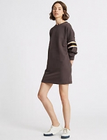 Marks and Spencer  Pure Cotton Striped Long Sleeve Jumper Dress