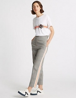 Marks and Spencer  Checked Side Stripe Tapered Leg Trousers