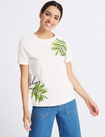 Marks and Spencer  Pure Cotton Embroidered Short Sleeve Top