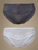 Marks and Spencer  2 Pack Textured & Lace High Leg Knickers