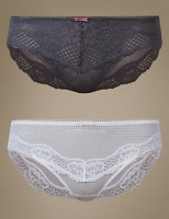 Marks and Spencer  2 Pack Textured Lace Brazilian Knickers