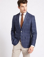 Marks and Spencer  Pure Linen Checked 2 Button Jacket