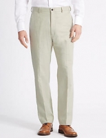 Marks and Spencer  Big & Tall Linen Blend Flat Front Trousers