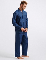 Marks and Spencer  2in Longer Pure Cotton Herringbone Pyjama Set