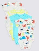 Marks and Spencer  5 Pack Pure Cotton Unisex Bodysuits