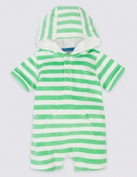 Marks and Spencer  Striped Cotton Rich Hooded Romper