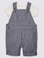 Marks and Spencer  2 Piece Pure Cotton Bib Shorts & Bodysuit