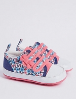 Marks and Spencer  Baby Bow Floral Print Riptape Pram Shoes
